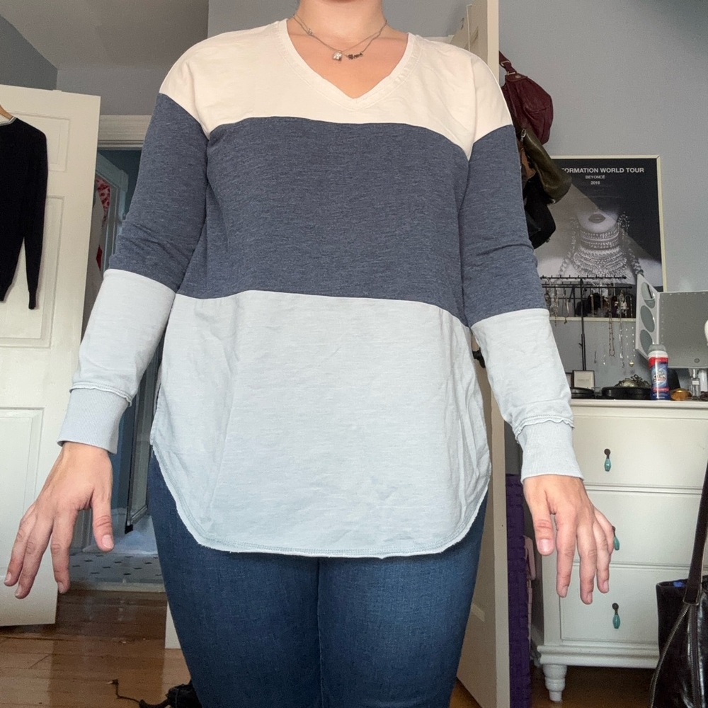 Color blocked striped knit sweater - Picture 1 of 5